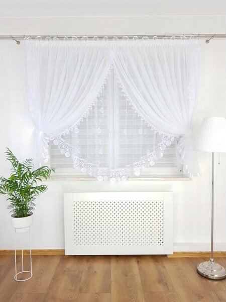 Firanka z gipiurÄ uszyta z woalu oraz markizety 400x160cm