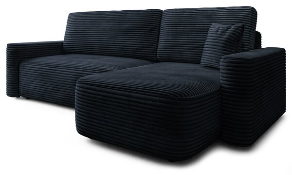 Masseno Narożnik NERI z funkcją spania i pojemnikiem na pościel Narozniki L, Rozkładana sofa - Czarny, TILIA 100