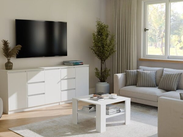 Duża biała ława do salonu 68x68 cm | Umeblowana.com