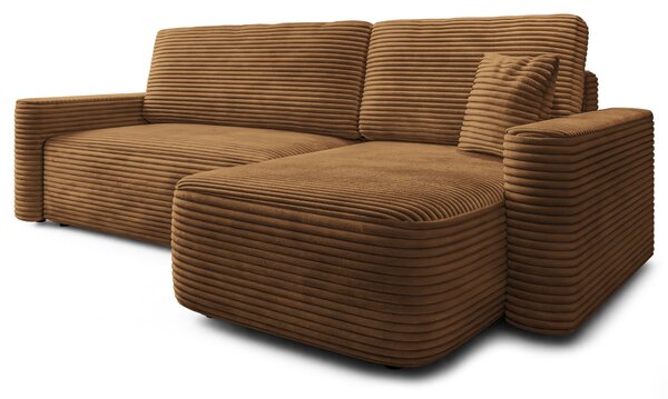 Masseno Narożnik NERI z funkcją spania i pojemnikiem na pościel Narozniki L, Rozkładana sofa - Miedziany, TILIA 56