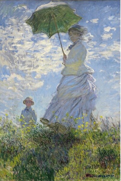 Plakat, Obraz Kobieta z parasolem - Madame Monet i jej syn, (61 x 91.5 cm)