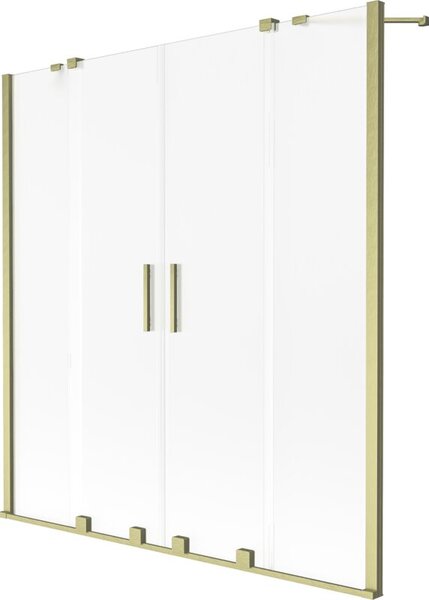 Mexen Velar Duo parawan nawannowy 2-skrzydłowy rozsuwany 160 x 150 cm, szron, złoty szczotkowany - 896-160-000-32-55