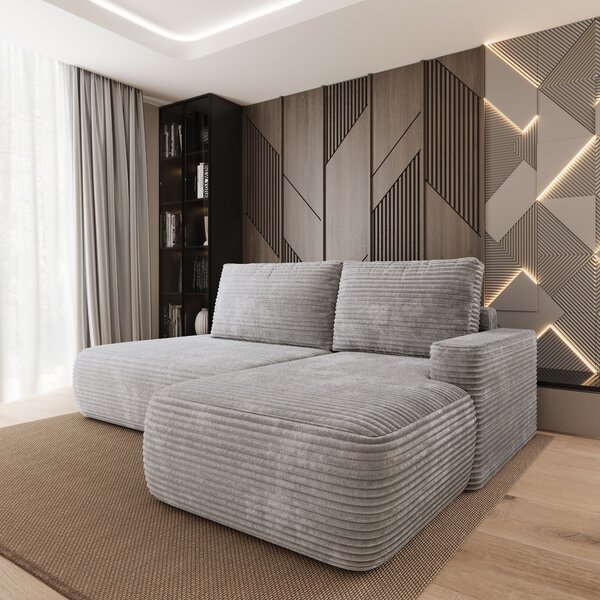 Masseno Narożnik AVINI z funkcją spania i pojemnikiem na pościel Narozniki L, Rozkładana sofa - Jasnoszary, TILIA 86