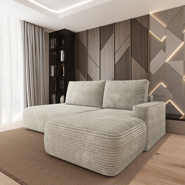 Masseno Narożnik AVINI z funkcją spania i pojemnikiem na pościel Narozniki L, Rozkładana sofa - Jasnoszary, TILIA 83
