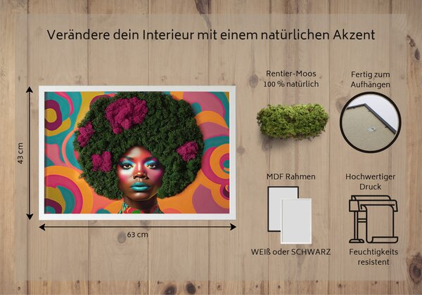Obraz z mchem Kobieta z afro