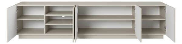 Szafka RTV Asha 200 cm pięciodrzwiowa z ryflowanym frontem - kaszmir