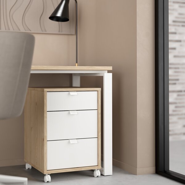 Kontenerek na kółkach 3 szuflady Sign jackson hickory/biały mat