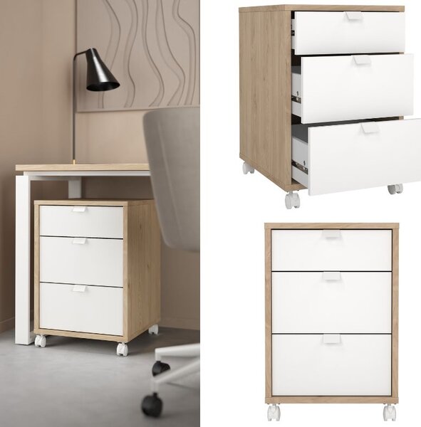 Kontenerek na kółkach 3 szuflady Sign jackson hickory/biały mat