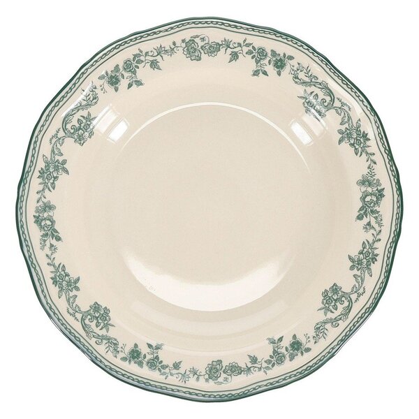 Zielony/w kolorze kości słoniowej głęboki porcelanowy talerz ø 23 cm Cyril – S|P Collection