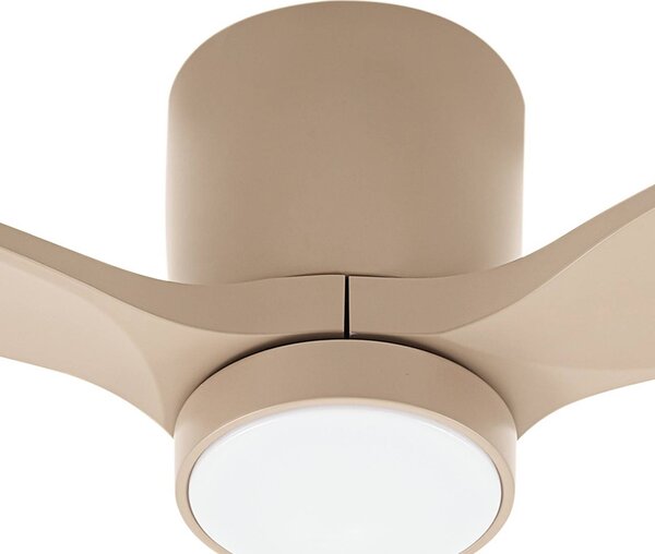 Wentylator sufitowy LED Lucande Sorin, beżowy, DC, cichy, IP44 Sorin, kremowy / amber, salon / jadalnia, metal, nowoczesny