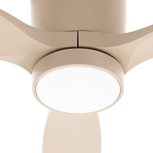 Wentylator sufitowy LED Lucande Sorin, beżowy, DC, cichy, IP44 Sorin, kremowy / amber, salon / jadalnia, metal, nowoczesny