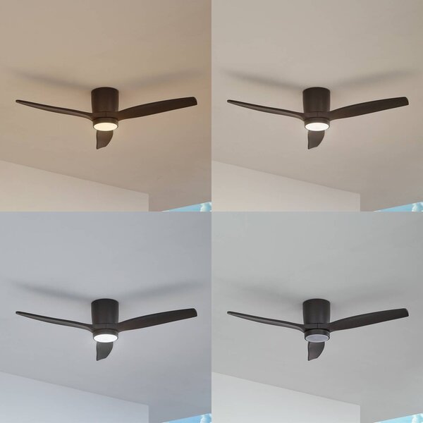 Wentylator sufitowy LED Lucande Sorin, czarny, DC, cichy, IP44 Sorin, czarny, biuro, metal, nowoczesny