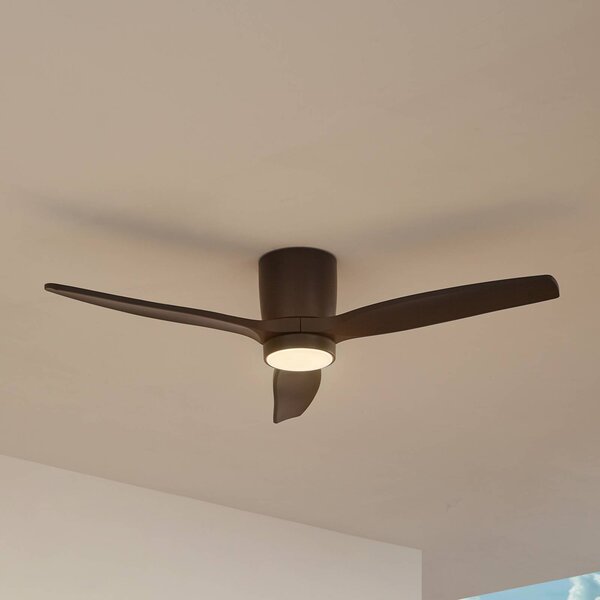 Wentylator sufitowy LED Lucande Sorin, czarny, DC, cichy, IP44 Sorin, czarny, biuro, metal, nowoczesny