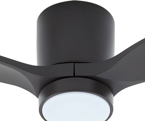 Wentylator sufitowy LED Lucande Sorin, czarny, DC, cichy, IP44 Sorin, czarny, biuro, metal, nowoczesny