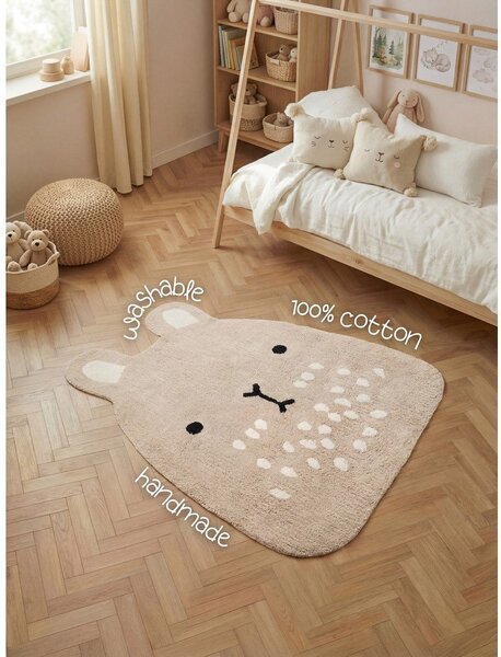 Beżowy bawełniany dywan dziecięcy odpowiedni do prania/tkany ręcznie 120x152 cm Snuggle Pucki – Hanse Home