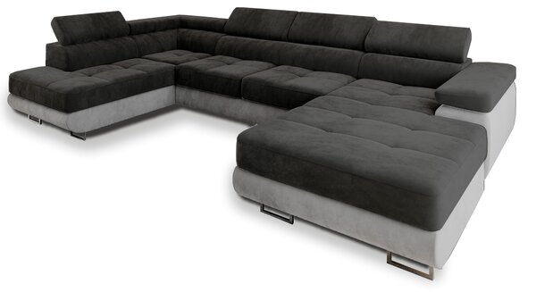 Masseno Narożnik CASONE z funkcją spania i pojemnikiem na pościel, Rozkładana sofa - Czarny, MONOLITH 95 + MONOLITH 84