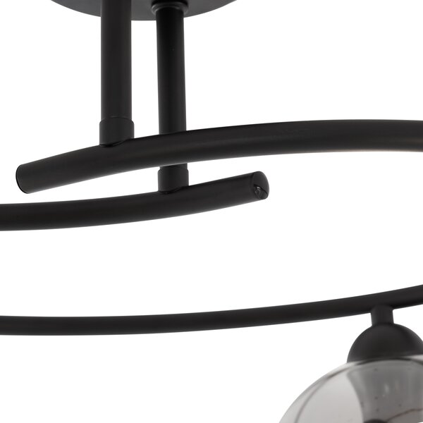 Nowoczesna lampa sufitowa czarna z dymionym szkłem, 4 źródła światła - Alanis