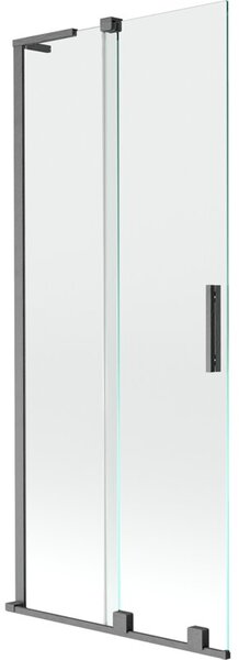 Mexen Velar L parawan nawannowy 2-skrzydłowy rozsuwany 85 x 150 cm, transparent, gun gray szczotkowany - 896-085-003-01-66