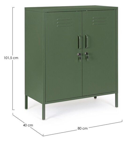 Ciemnozielona metalowa szafka z zamkiem 80x101,5x40 cm Cambridge – Yes Everyday