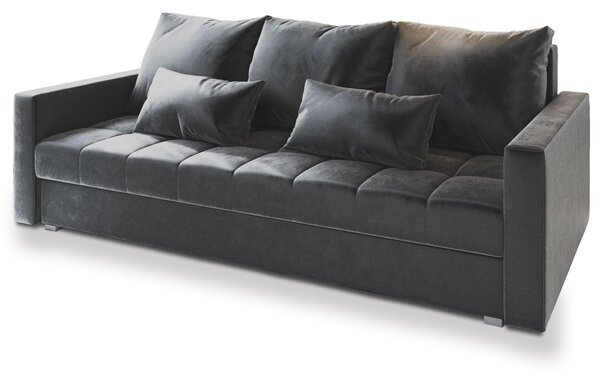 Masseno Sofa SIRO z funkcją spania i pojemnikiem na pościel, Rozkładana sofa - Szary, PAROS 06