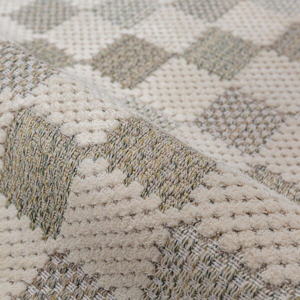 Zielony dywan z mieszanki bawełny odpowiedni do prania 155x230 cm Muted Checkerboard – Flair Rugs