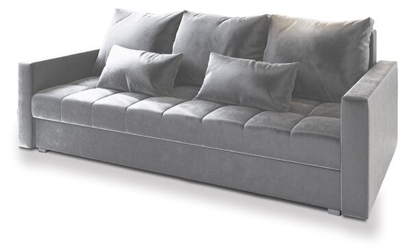 Masseno Sofa SIRO z funkcją spania i pojemnikiem na pościel, Rozkładana sofa - Jasnoszary, PAROS 05