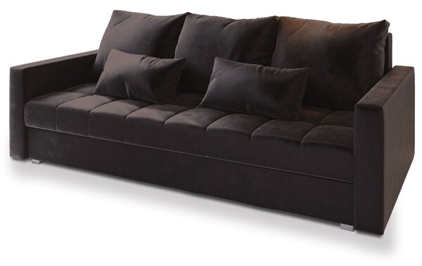 Masseno Sofa SIRO z funkcją spania i pojemnikiem na pościel, Rozkładana sofa - Brązowy, KRONOS 06