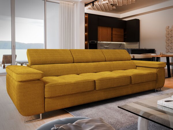 Masseno Sofa MOSINE z funkcją spania, Rozkładana sofa - Ciemny zółty, POSO 01