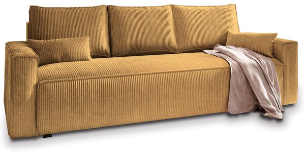Masseno Sofa MENI z funkcją spania i pojemnikiem na pościel, Rozkładana sofa - Żółty, POSO 01