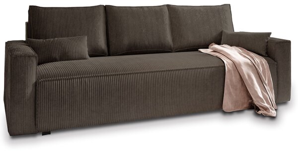 Masseno Sofa MENI z funkcją spania i pojemnikiem na pościel, Rozkładana sofa - Brązowy, POSO 06