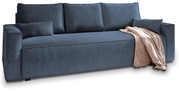 Masseno Sofa MENI z funkcją spania i pojemnikiem na pościel, Rozkładana sofa - Niebieski, POSO 05