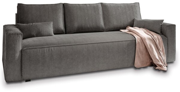 Masseno Sofa MENI z funkcją spania i pojemnikiem na pościel, Rozkładana sofa - Grafitowy, POSO 34