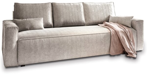 Masseno Sofa MENI z funkcją spania i pojemnikiem na pościel, Rozkładana sofa - Kremowy, POSO 100