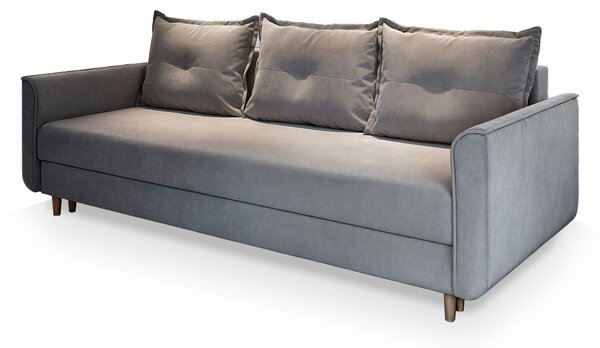 Masseno Sofa NAPOL z funkcją spania i pojemnikiem na pościel, Rozkładana sofa - Jasnoszary, PAROS 05