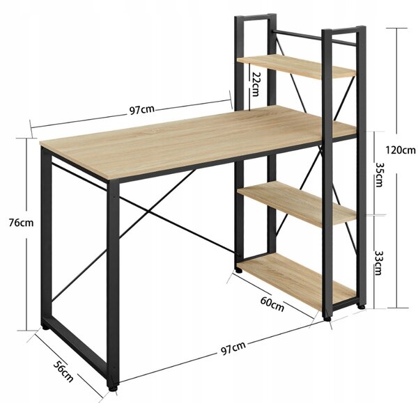 Biurko TAYLOR SONOMA z regałem 120x60cm