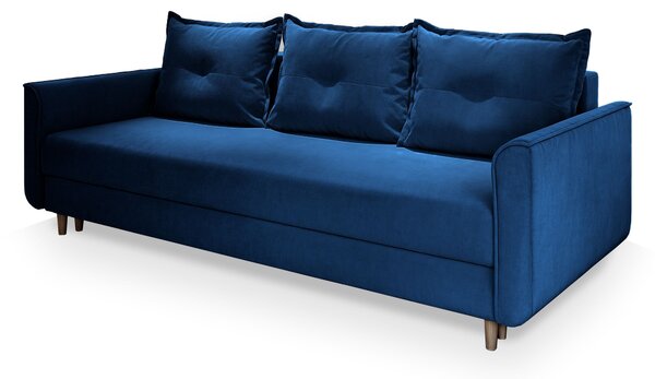 Masseno Sofa NAPOL z funkcją spania i pojemnikiem na pościel, Rozkładana sofa - Niebieski, KRONOS 09