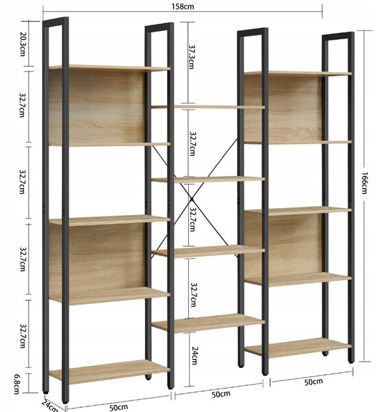 Biblioteczka TAYLOR SONOMA 14 półek, 166x158cm