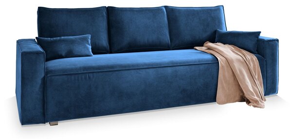 Masseno Sofa ALATRI z funkcją spania i pojemnikiem na pościel, Rozkładana sofa - Niebieski, MONOLITH 77