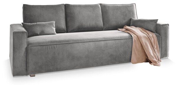 Masseno Sofa ALATRI z funkcją spania i pojemnikiem na pościel, Rozkładana sofa - Jasnoszary, MONOLITH 84