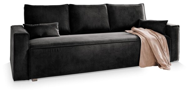 Masseno Sofa ALATRI z funkcją spania i pojemnikiem na pościel, Rozkładana sofa - Czarny, MONOLITH 95