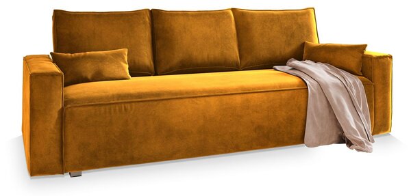 Masseno Sofa ALATRI z funkcją spania i pojemnikiem na pościel, Rozkładana sofa - Żółty, MONOLITH 48