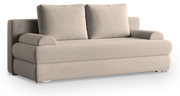 Masseno Sofa ASPERO z funkcją spania i pojemnikiem na pościel, Rozkładana sofa - Beżowy, PAROS 02
