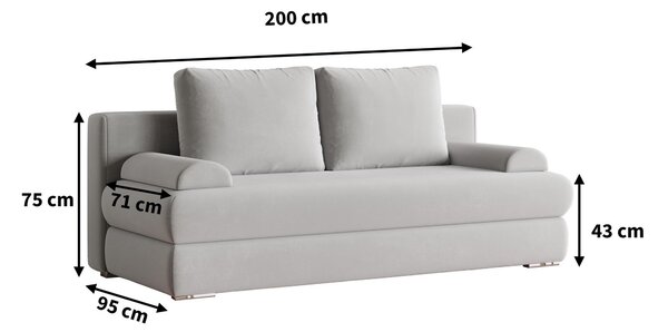 Masseno Sofa ASPERO z funkcją spania i pojemnikiem na pościel, Rozkładana sofa - Żółty, KRONOS 01