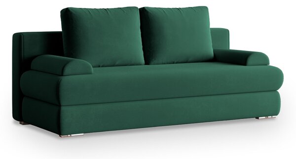 Masseno Sofa ASPERO z funkcją spania i pojemnikiem na pościel, Rozkładana sofa - Butelkowa zieleń, KRONOS 19