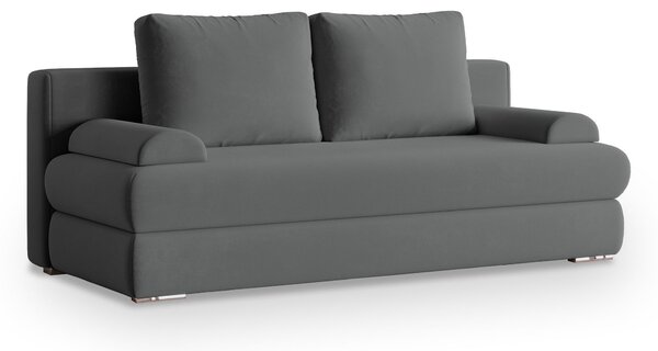 Masseno Sofa ASPERO z funkcją spania i pojemnikiem na pościel, Rozkładana sofa - Szary, PAROS 06