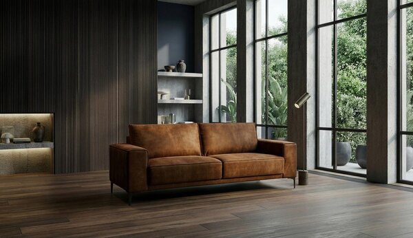 Koniakowa sofa z imitacji skóry 224 cm Copenhagen – Scandic