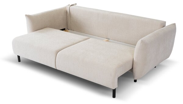 Masseno Sofa UNO z funkcją spania i pojemnikiem na pościel, Rozkładana sofa - Beżowy, OVER THE HORIZON 03
