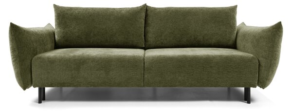 Masseno Sofa UNO z funkcją spania i pojemnikiem na pościel, Rozkładana sofa - Zielony, OVER THE HORIZON 38