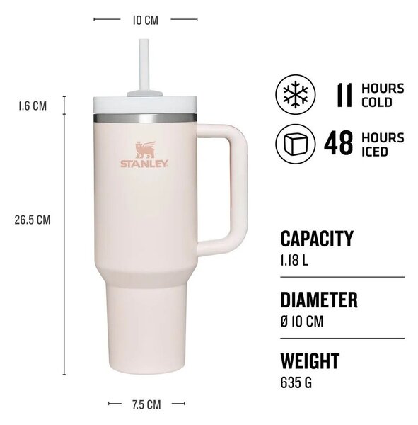 Czarny termos ze słomką ze stali nierdzewnej 1,18 l Quencher H2.0 FlowState Tumbler Black – Stanley