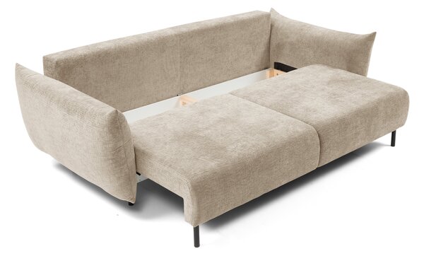 Masseno Sofa UNO z funkcją spania i pojemnikiem na pościel, Rozkładana sofa - Beżowy, OVER THE HORIZON 08